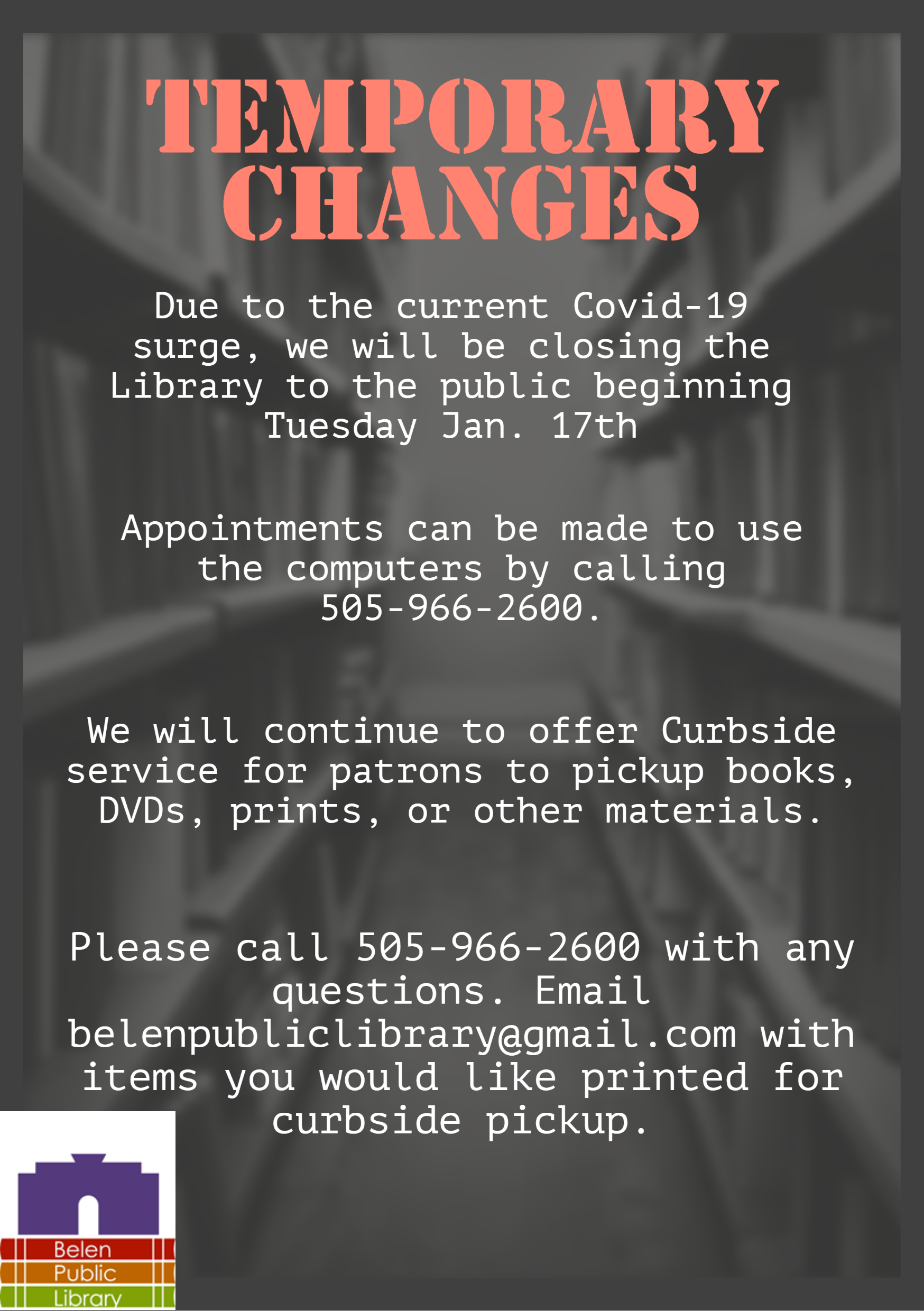 Featured image for “Belen Public Library Service Changes”