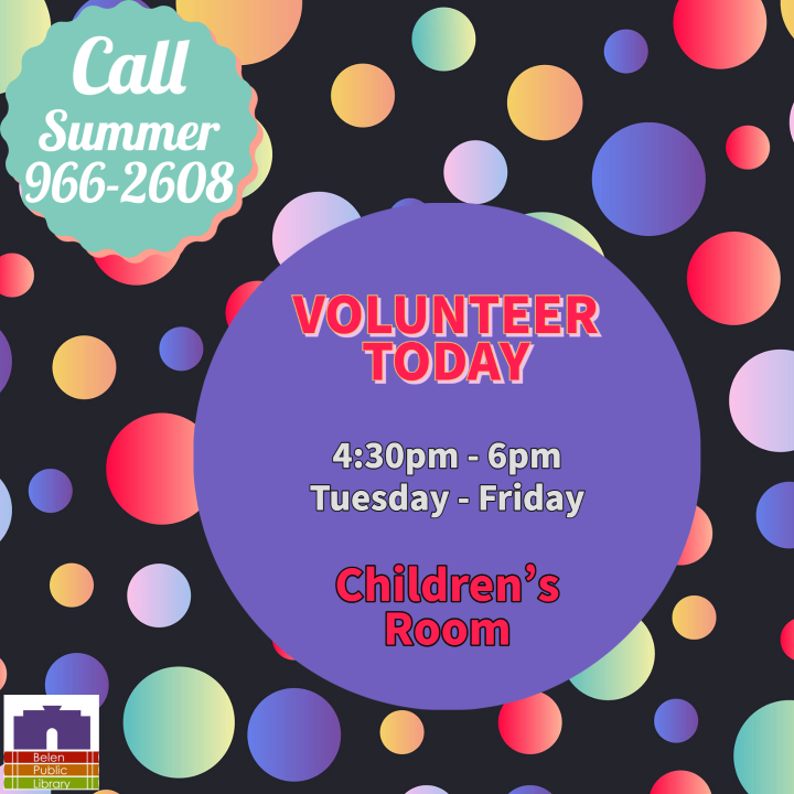 We need volunteers! Call Summer 505-966-2608