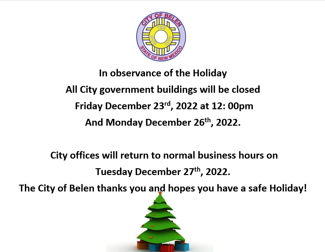 Featured image for “City of Belen Holiday Closures”