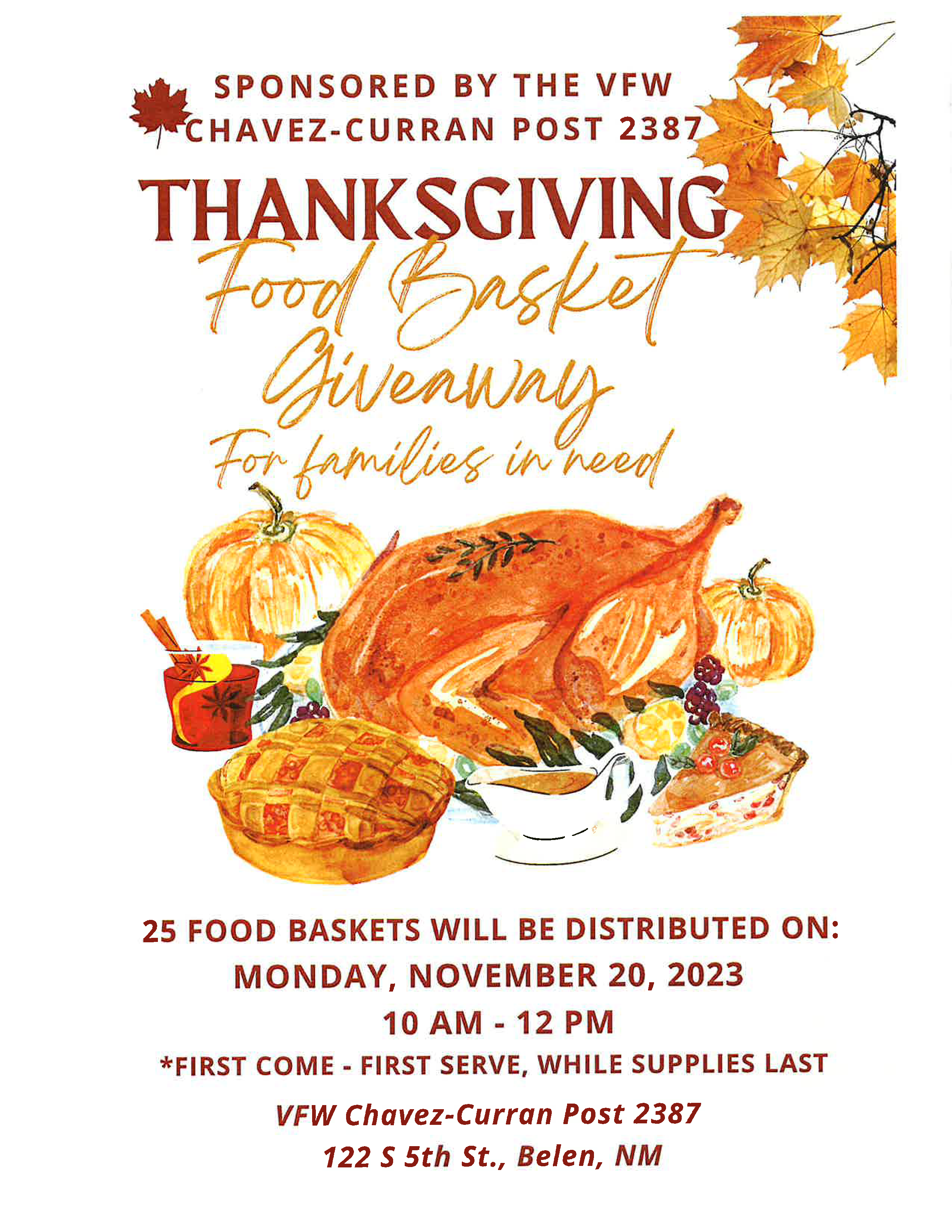 Featured image for “Thanksgiving Food Baskets – VFW Chavez-Curran Post 2387”