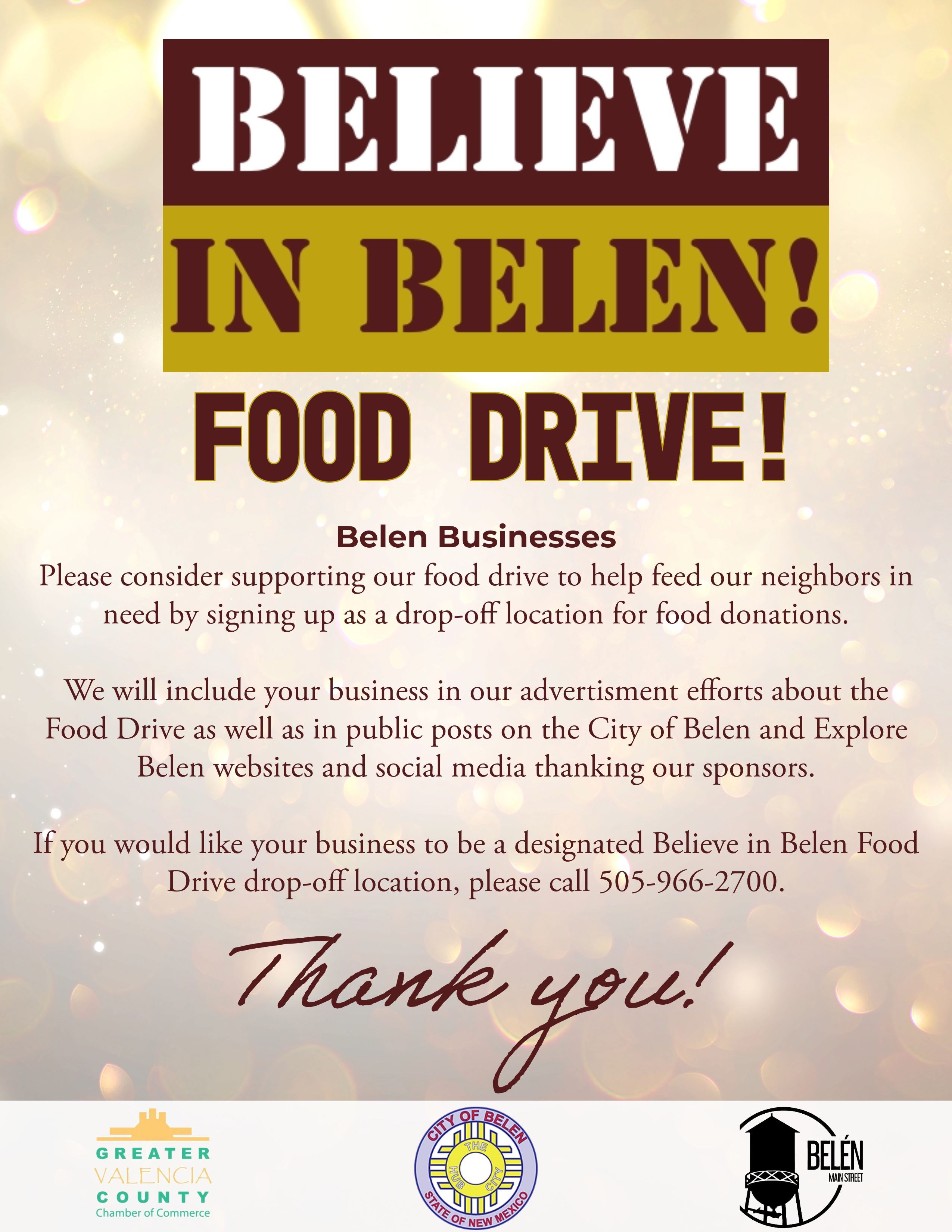 Featured image for “Believe in Belen Food Drive Needs Business Partners”