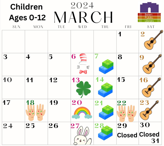 Featured image for “March Activities for Belen Public Library Children’s Room”