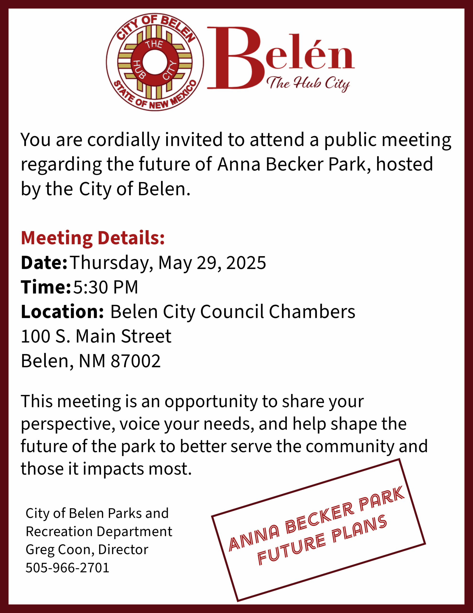 Featured image for “Anna Becker Park Public Meeting”
