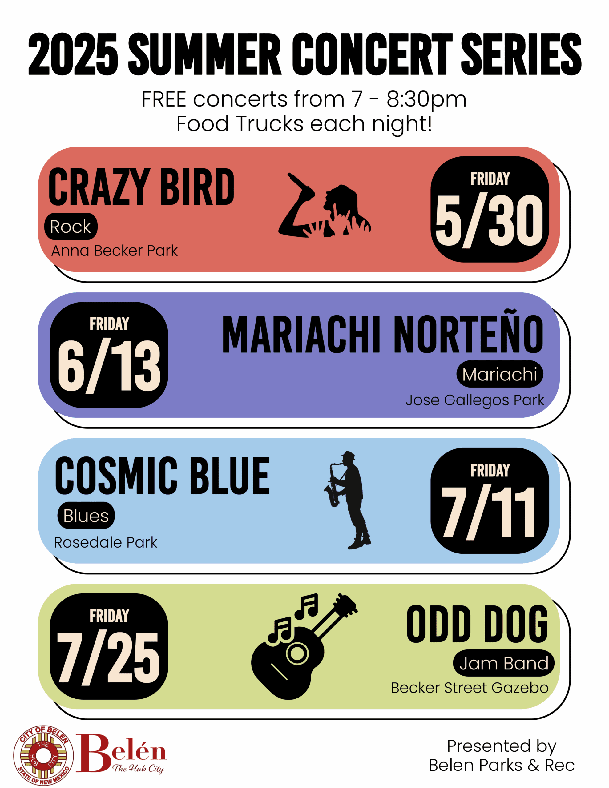 Featured image for “Summer Concert Series Brings Live Music to Belen’s Parks”